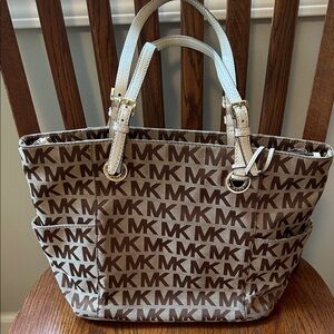 Michael Kors Monogram Brown and Cream Tote